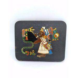 Vintage Mexican made Tlazapotenan Atzec folk God of Medicine Plaque